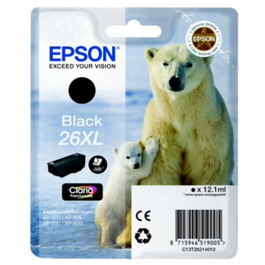 Epson 26XL Mustepatruuna musta, 500 sivua
