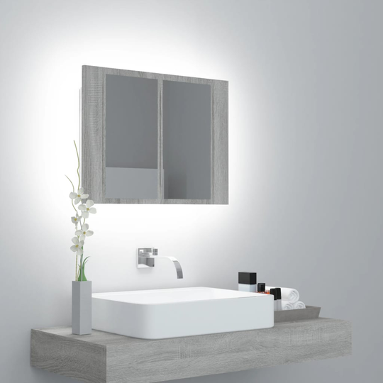 vidaXL LED peilikaappi harmaa Sonoma 60x12x45 cm tekninen puu