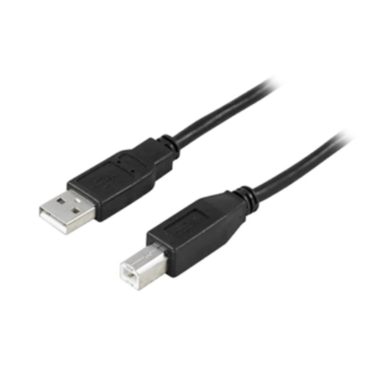 DELTACO USB 2.0 kaapeli, A-type uros - B-type uros, 2m,musta
