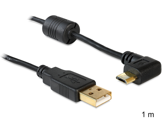 This USB 2.0 Cable By Delock Stands Out Due To Its Angled USB Micro-B Connector And Is Suitable For