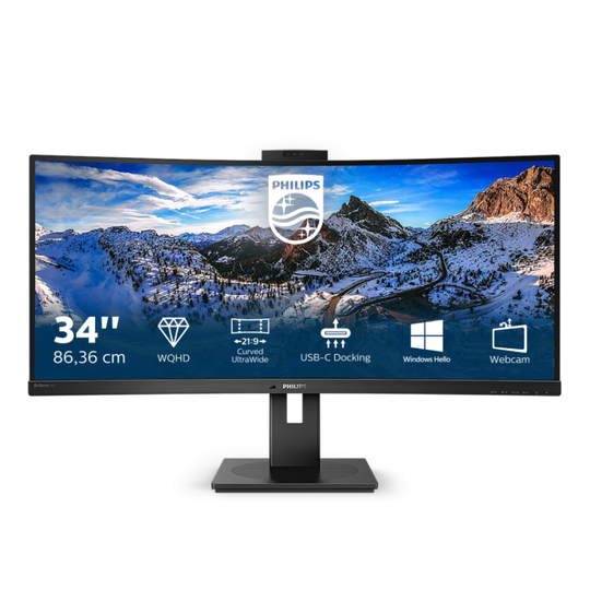 PHILIPS 346P1CRH 34" UWQHD VA CURVED HAS WEBCAM USB-C/DP/HDMI/RJ45 PD 90W