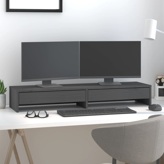 vidaXL Näyttökoroke harmaa 100x27x15 cm täysi mänty