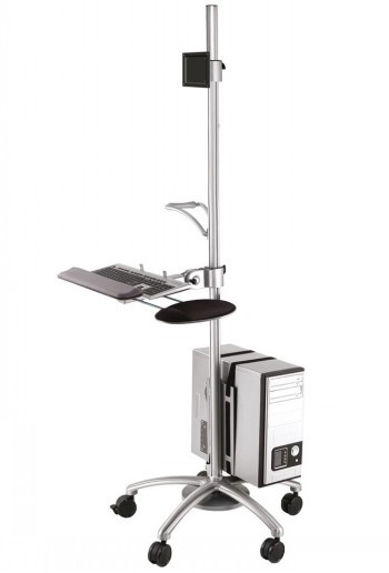 NEOMOUNTS BY NEWSTAR MOBILE WORKPLACE FLOOR STAND (MONITOR, KEYBOARD/MOUSE & PC) 10-27" SILVER