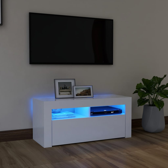 vidaXL TV-taso LED-valoilla valkoinen 90x35x40 cm