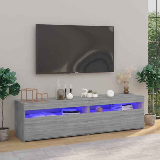 vidaXL TV-taso LED-valoilla 2 kpl harmaa Sonoma 75x35x40 cm
