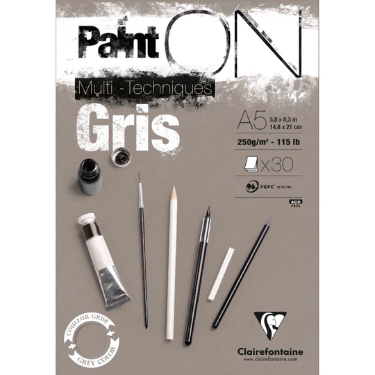 Clairefontaine Paint'ON Taiteilijalehtiö Gris A5