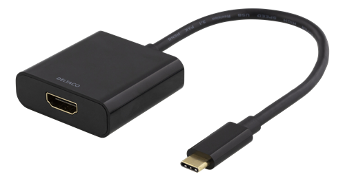 USB-C - HDMI-sovitin, 4096 X 2160 Taajuudella 30 Hz, Musta