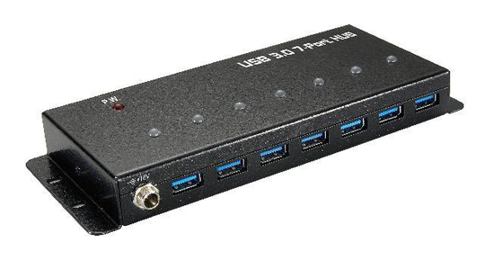 USB 3.0 Hub 7 Ports Net Adapter Included Metal Housing Black