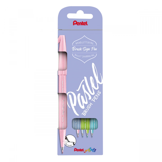 Pentel Fude Touch Sign Pen 4-setti Pastel