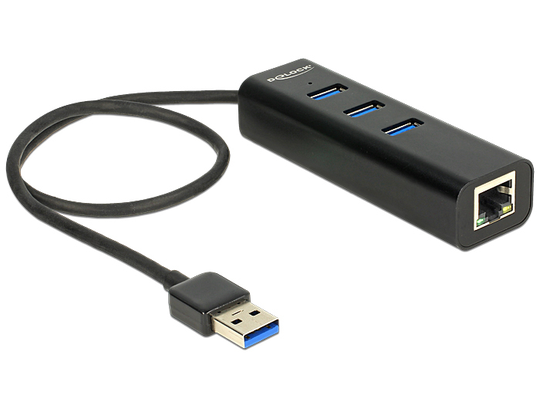 The External USB 3.0 Hub Expands Your PC Or Laptop By Three Additional USB 3.0 Ports And One Network