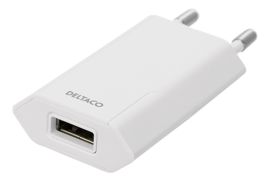 USB-seinälaturi, 100 - 240 V, 1 X USB-A, 1 A, 5 W, Myyntipakkaus, Valkoinen