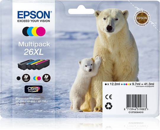 EPSON POLAR BEAR 4-COLOURS 26XL CLARIA PREMIUM INK