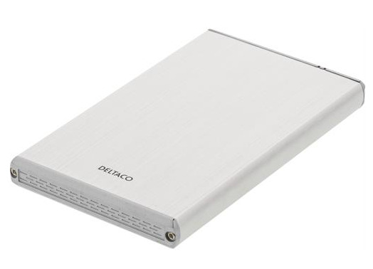 Ulkoinen Kotelo 1x2,5" SATA 6Gb/s-kiintolevylle, USB 3.0, Alumiini/muovi, Hopea.