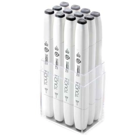 Touch Twin Brush Marker 12-setti Cool Grey