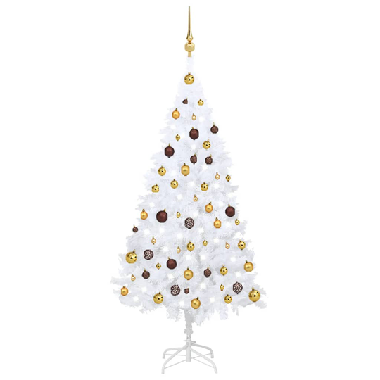 vidaXL Tekojoulukuusi LED-valoilla ja palloilla valkoinen 150 cm PVC