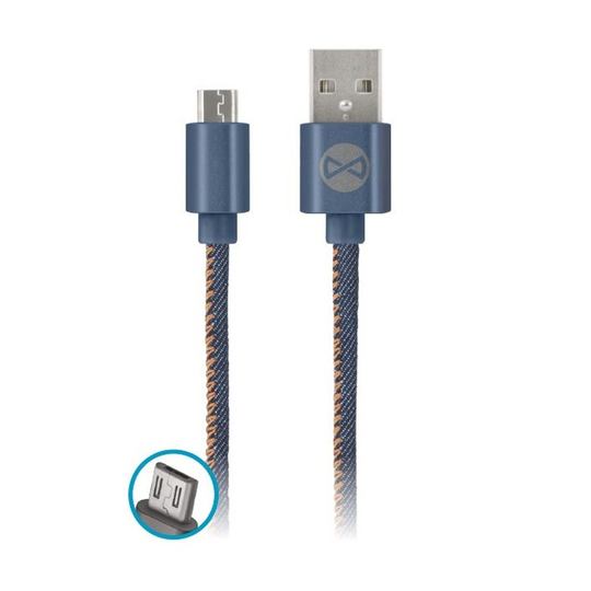 Forever Jeans Micro USB lataus ja synkronointikaapeli 2A sininen