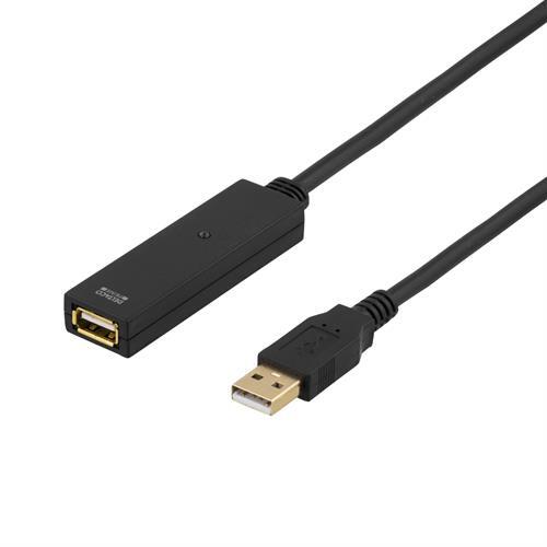 PRIME USB 2.0 Jatkokaapeli, Aktiivinen, Tyyppi A Uros - Tyyppi A Naaras, 7m, Musta