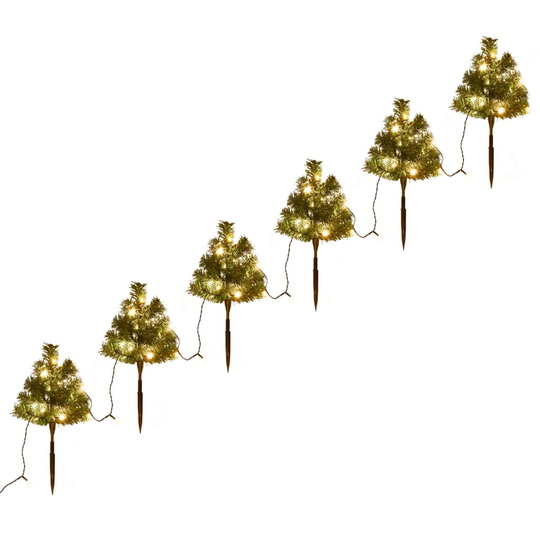 vidaXL Jouluiset kuusi polkuvalot 6 kpl lämmin valkoinen LED 45 cm PVC