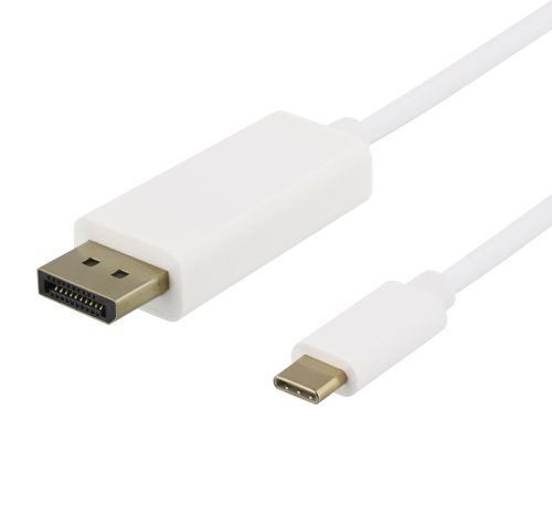USB-C - DisplayPort Cable, 4K UHD, Gold Plated, 1m, White