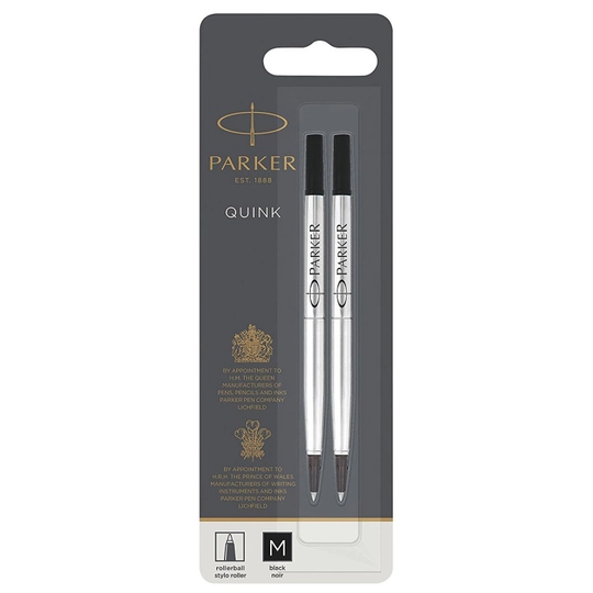 Parker Quink Rollerballrefill Medium 2 kpl Black