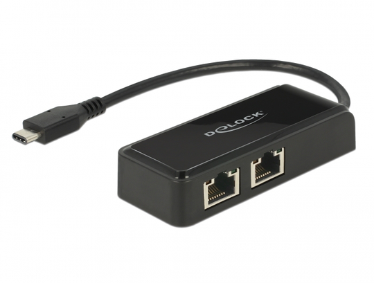 The USB-C Adapter By Delock Offers 2 Network Ports With A Data Transfer Rate Up To 1000 Mbps. Each P