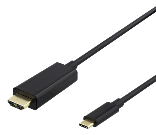 USB-C - HDMI Cable, 4K UHD, Gold Plated, 1m, Black