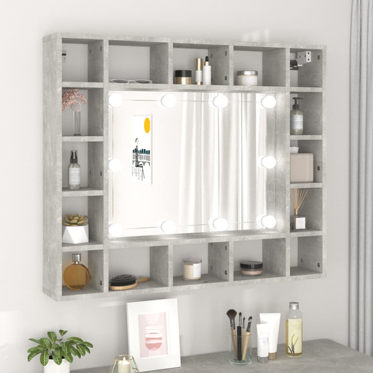 vidaXL Peilikaappi LED-valoilla betoninharmaa 91x15x76,5 cm
