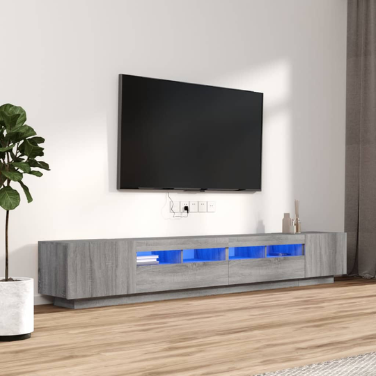vidaXL 3-osainen TV-kaappisarja LED-valoilla harm. Sonoma tekninen puu