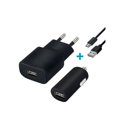 Forever USB Laturisetti 2A + Micro USB kaapeli musta