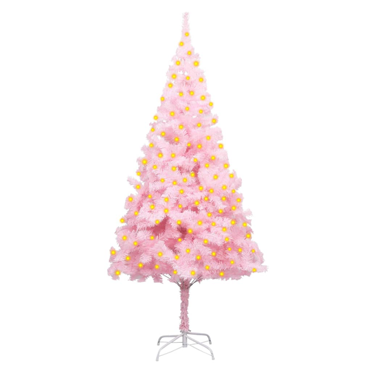vidaXL Tekojoulukuusi LED-valoilla ja jalustalla pinkki 180 cm PVC