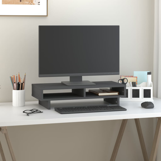 vidaXL Näyttökoroke harmaa 60x27x14 cm täysi mänty