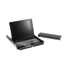 BLACK BOX SERVTRAY 17" LCD CONSOLE DRAWER WITH 8-PORT VGA, USB KVM SWITCH