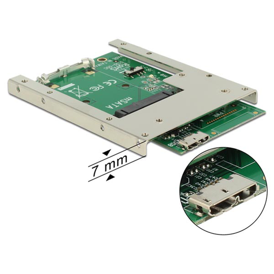 DeLOCK mSATA SSD sovitin mSATA USB 3 0 Micro B na 2 5 7mm korkeus"