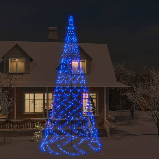 vidaXL Joulukuusi lipputankoon 3000 sinistä LED-valoa 800 cm