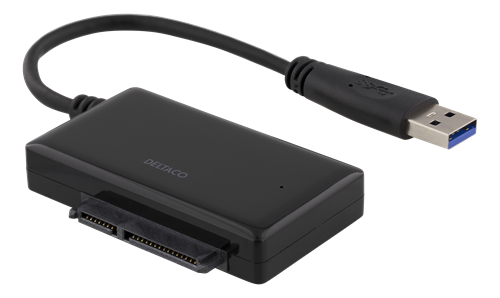 Sovitin USB 3.0 - SATA 6 Gb/s, Soveltuu 2,5" Kiintolevyille, Musta