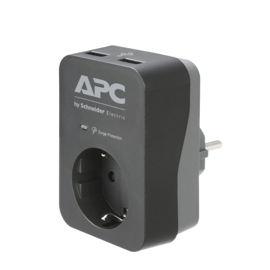 APC ESSENTIAL SURGEARREST 1 OUTLET 2 USB PORTS BLACK 230V GERMANY