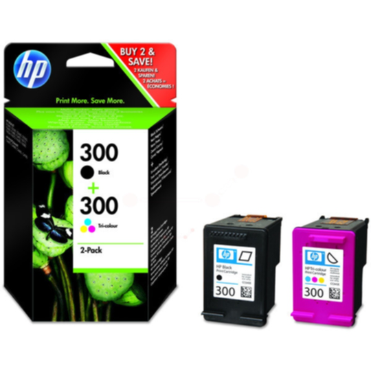 HP 300 musta/kolmivärinen, alkuperäinen, kaksoispakkaus