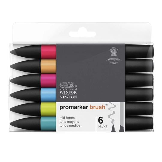 Promarker Brush Marker 6-setti Mid tones