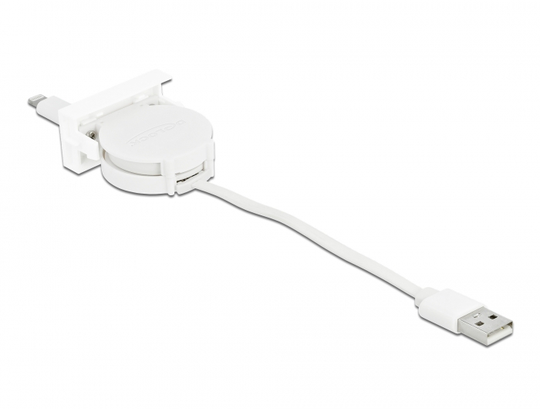 Easy 45 Module USB 2.0 Retractable Cable USB Type-A To 8 Pin Lightning, White