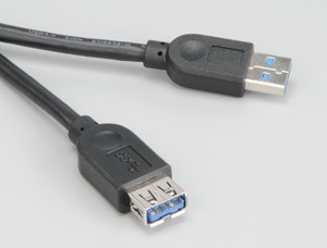 USB 3.0 Kaapeli, USB Tyyppi A Uros - Tyyppi A Naaras, 1,5m, Musta