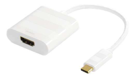 Sovitin USB 3.1 - HDMI, USB Type C Uros - HDMI 19-pinninen Naaras, 4K, Ultra HD, Valkoinen