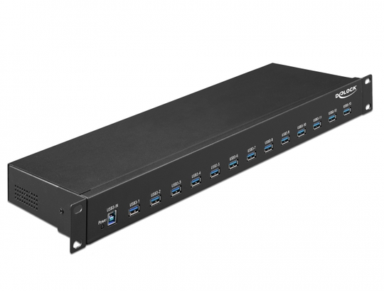 19″ Industriell Hubb 13 X USB 3.1 Gen 1 Typ-A, Black