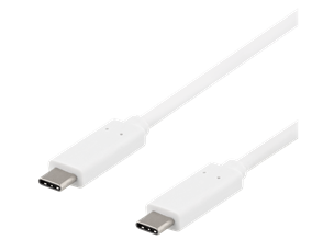 DELTACO USB-C-kaapeli 1 m USB 3.1 Gen 2 10 Gbps 60 W valkoinen