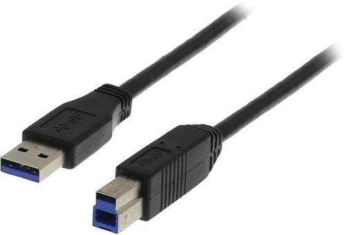 USB 3.0 Kaapeli, A Ur - B Ur, 1m, Musta