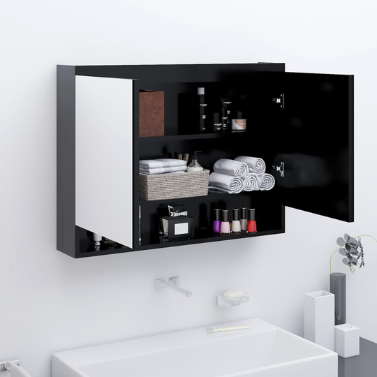 vidaXL LED kylpyhuoneen peilikaappi 80x15x60 cm MDF antrasiitti