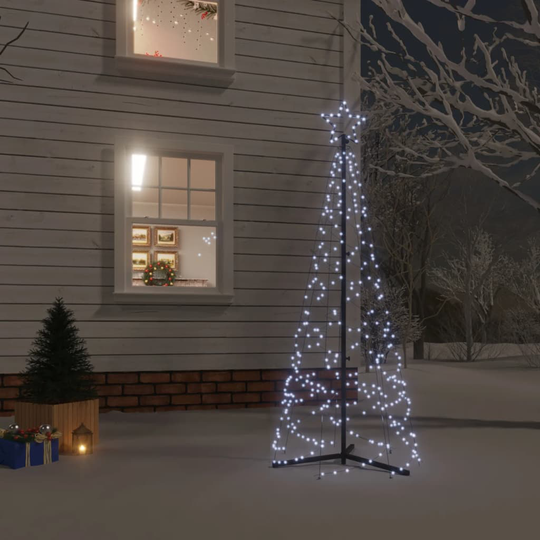 vidaXL Kartio joulukuusi 200 kylmän valkoista LED-valoa 70x180 cm