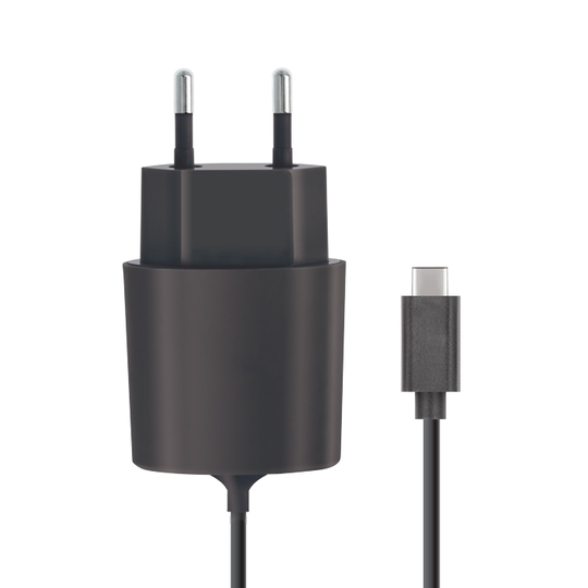 Forever Seinälaturi kiinteällä USB Type-C kaapelilla 2.1 A - Musta
