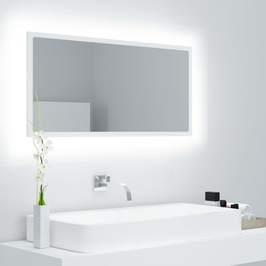 vidaXL LED-kylpyhuonepeili valkoinen 90x8,5x37 cm akryyli