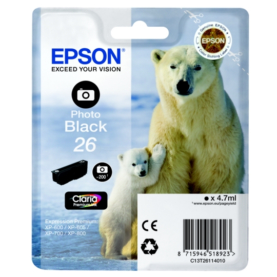 Epson 26 Mustepatruuna valokuvamusta, 200 sivua