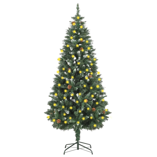 vidaXL Tekojoulukuusi LED-valoilla ja männynkävyillä 180 cm